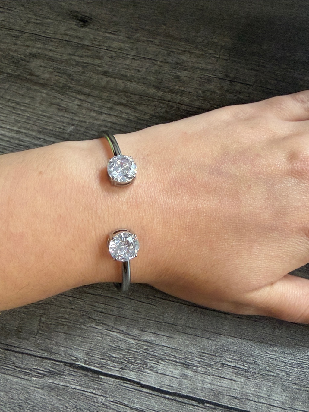 Stainless Steel Stone Bangle Cuff Bracelet
